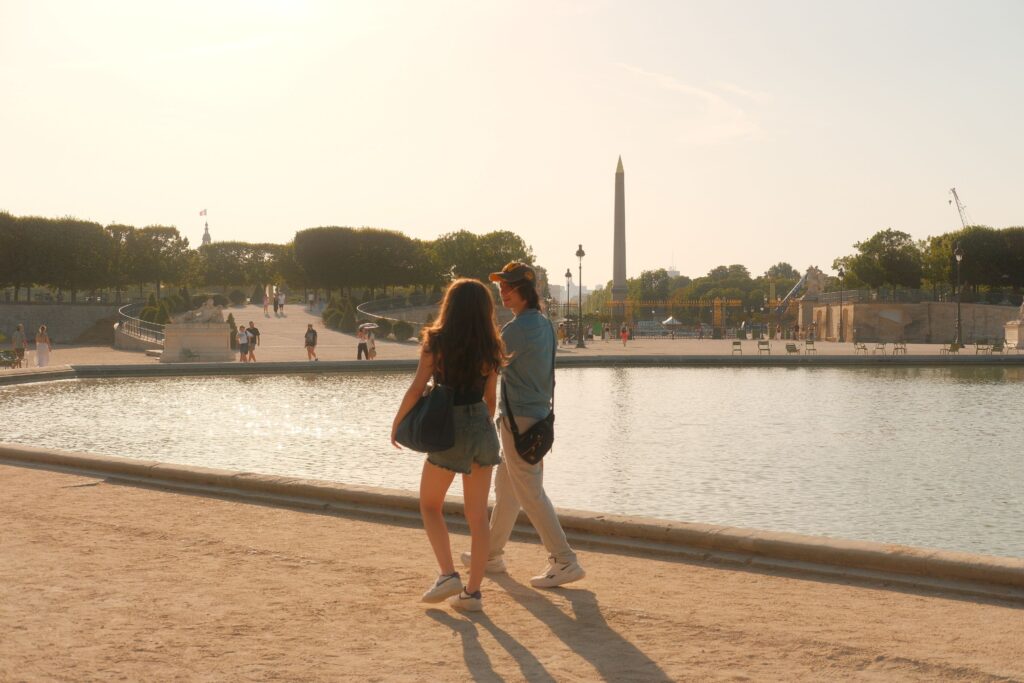 A beautiful sunset view over a quiet park trail, helping couples achieve second relationship milestones.